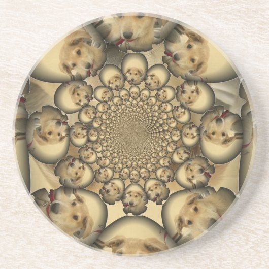 Puppy Kaleidoscoop Art Print Zandsteen Onderzetter (Voorkant)