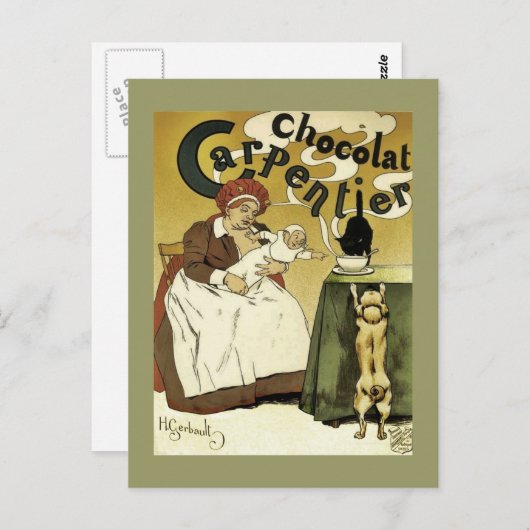 Puppy, Kat en warme chocolade Briefkaart (Voorkant / Achterkant)