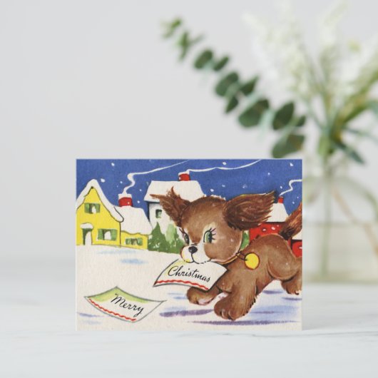  puppy kerst feestdagenkaart (Staand voorkant)