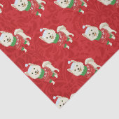 Puppy Kerst Husky Pommeranian Shiba Santa Dog Tissuepapier (Detail)