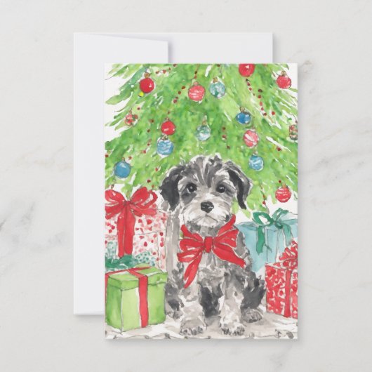 Puppy Kerst Waterverf Notitiekaarten (Voorkant)