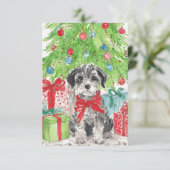 Puppy Kerst Waterverf Notitiekaarten (Staand voorkant)