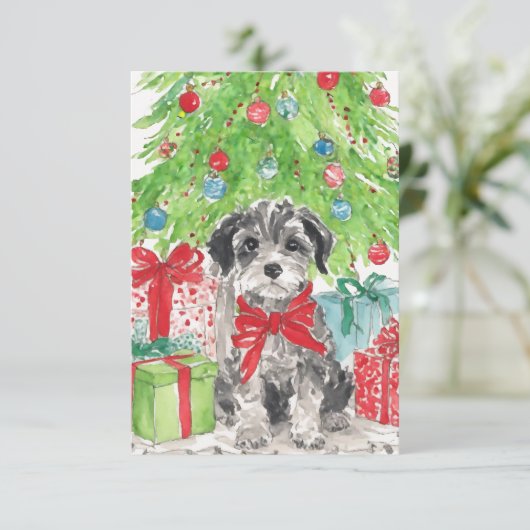 Puppy Kerst Waterverf Notitiekaarten (Staand voorkant)