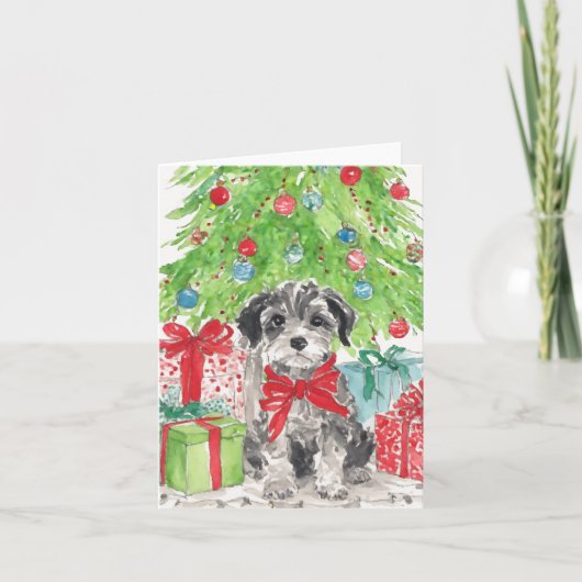 Puppy Kerst Waterverf Stationery Kaart (Voorkant)