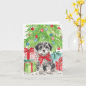 Puppy Kerst Waterverf Stationery Kaart (Gele Bloem)