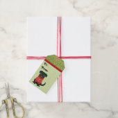Puppy Kerst Zwarte Hond Cadeaulabel (Met Touw)