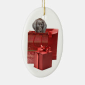 Puppy kerstcadeau keramisch ornament (Rechts)