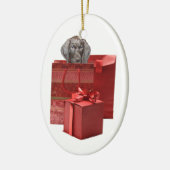 Puppy kerstcadeau keramisch ornament (Links)