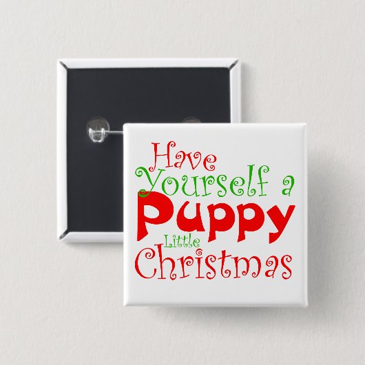 Puppy kerstfeestdag Button (Voorkant /achterkant)