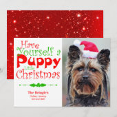 Puppy kerstfeestdag foto-kaart feestdagenkaart (Voorkant / Achterkant)
