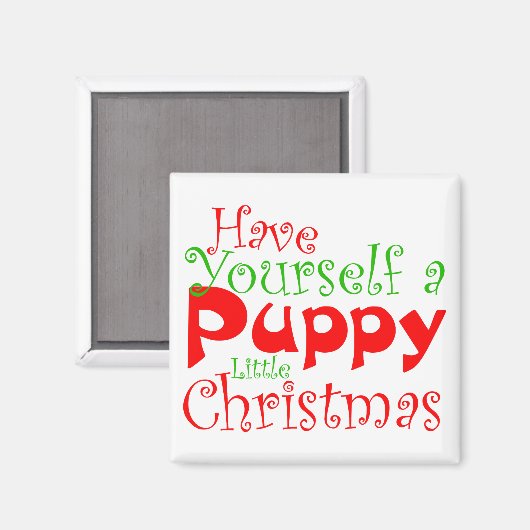 Puppy Kerstfeestdag Magnet (Voorkant / Achterkant)