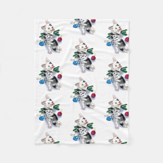 Puppy Kerstmis Fleece Deken (Voorkant)