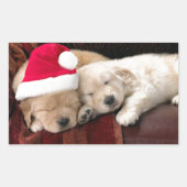 Puppy Kerstmis Rechthoekige Sticker (Voorkant)