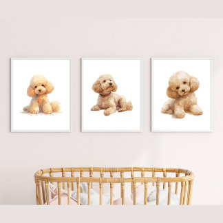 Puppy kinderkamer decor, poedel muur kunst muurkunst sets