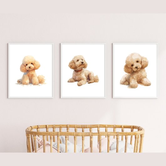 Puppy kinderkamer decor, poedel muur kunst muurkunst sets