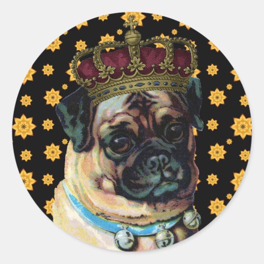 Puppy King Ronde Sticker (Voorkant)