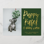 Puppy Kisses Paw Print Foto Folie Holiday Kaart (Voorkant)
