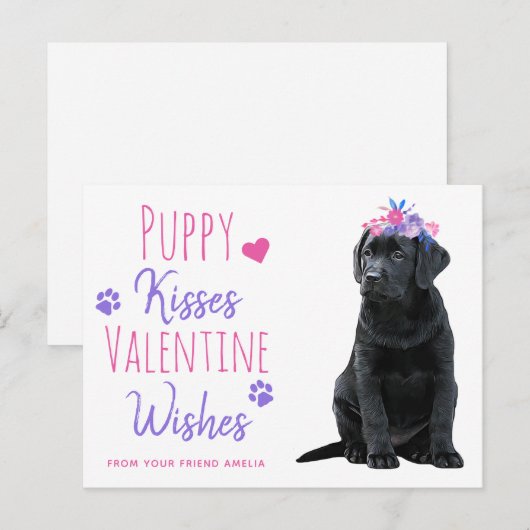 Puppy Kisses Valentijn Wishes Kinder Valentijnsdag Feestdagenkaart (Voorkant / Achterkant)
