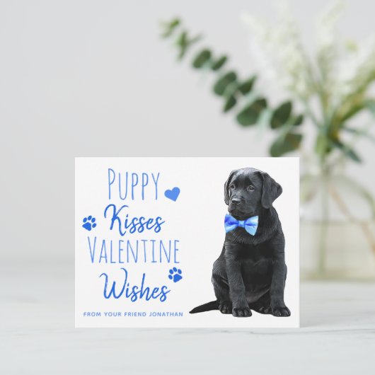 Puppy Kisses Valentijn Wishes Kinder Valentijnsdag Feestdagenkaart (Staand voorkant)