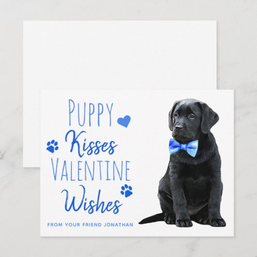 Puppy Kisses Valentijn Wishes Kinder Valentijnsdag Feestdagenkaart (Voorkant / Achterkant)