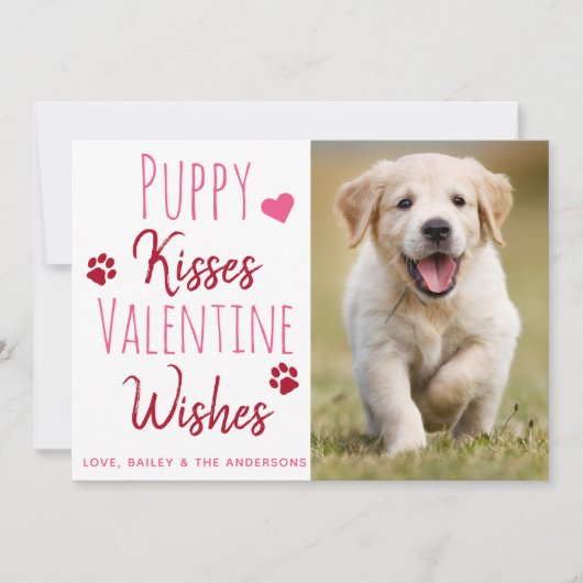 Puppy Kisses Valentijn Wishes Puppy Dog Foto Feestdagenkaart (Voorkant)