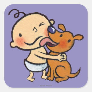 Puppy Kisses voor de Baby Vierkante Sticker