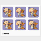 Puppy Kisses voor de Baby Vierkante Sticker (Vel)
