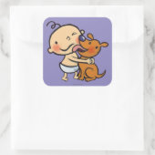 Puppy Kisses voor de Baby Vierkante Sticker (Tas)