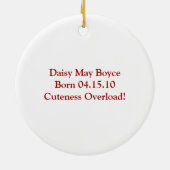 Puppy Kitten eerste kerstrode groene Holly Berries Keramisch Ornament (Achterkant)