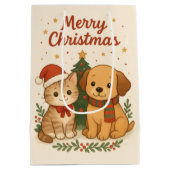 Puppy & Kitten Kerstvreugde Medium Cadeauzakje (Achterkant)