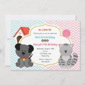 Puppy & kitten tweeling / gezamenlijke verjaardags kaart (Voorkant)