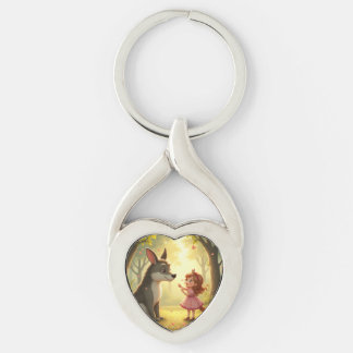 Puppy, klein meisje, sprookje sleutelhanger