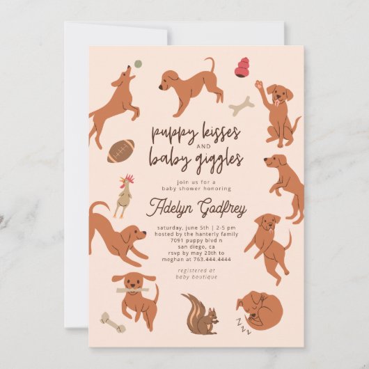 Puppy Kusjes en Baby Giggles Baby shower Kaart (Voorkant)