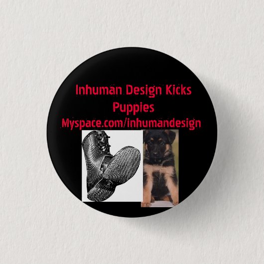 puppy, laars-735943, onmenselijk design.. ronde button 3,2 cm (Voorkant)