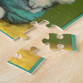 puppy leest krant legpuzzel (Zijkant)