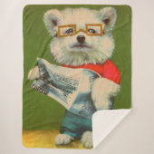 puppy leest krant sherpa deken (Voorkant)