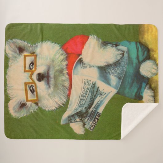 puppy leest krant sherpa deken (Voorkant (horizontaal))