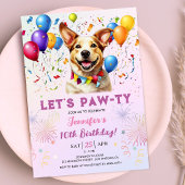 Puppy Lets Pawty Verjaardagsfeestje Meisje 10e Ver Kaart