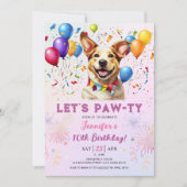 Puppy Lets Pawty Verjaardagsfeestje Meisje 10e Ver Kaart (Voorkant)
