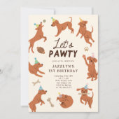 Puppy Let's Pawty verjaardagsfeestje uitnodiging (Voorkant)