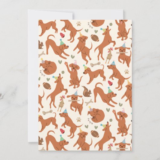 Puppy Let's Pawty verjaardagsfeestje uitnodiging (Achterkant)