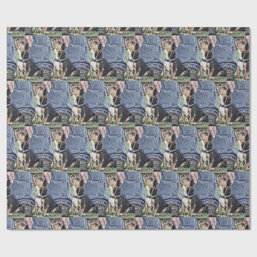 Puppy liefde Beagle en papa digitale kunst Cadeaupapier (Vlak)