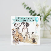 Puppy Liefde Gepersonaliseerd Verjaardagsuitnodigi Kaart (Staand voorkant)