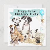 Puppy Liefde Gepersonaliseerd Verjaardagsuitnodigi Kaart (Voorkant)