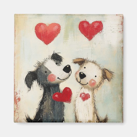Puppy Liefde, hond valentijn, Magneet (Voorkant)