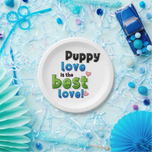 Puppy liefde is de beste liefde papieren bordje (Feest)