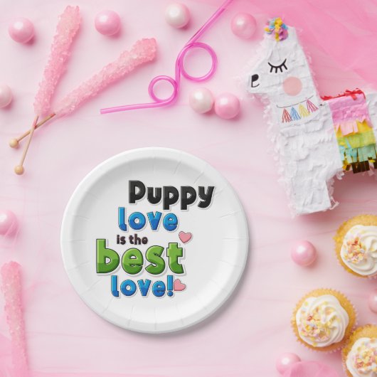 Puppy liefde is de beste liefde papieren bordje (Feest)