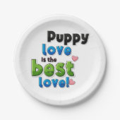 Puppy liefde is de beste liefde papieren bordje (Voorkant)