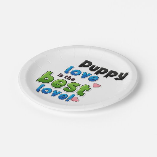 Puppy liefde is de beste liefde papieren bordje (Gekanteld)
