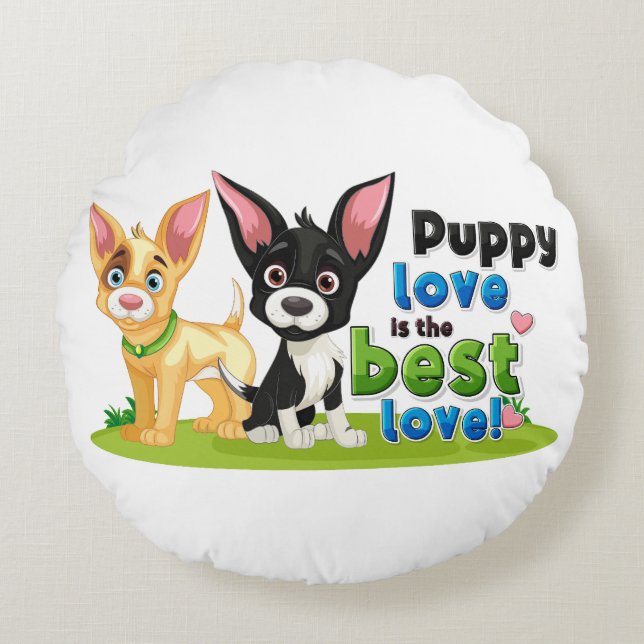 Puppy liefde is de beste liefde rond kussen (Voorkant)
